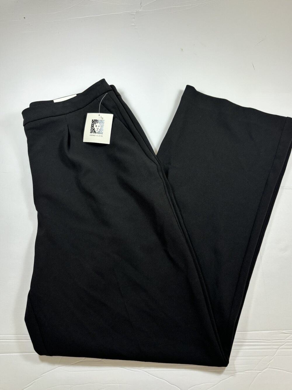 NWT Anne Klein Wide Leg Trousers Dress Pants Black Size 10 High Rise Stretch